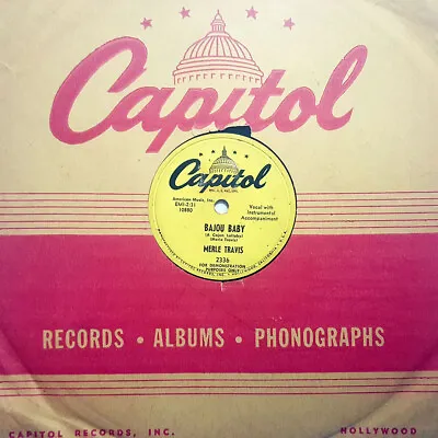 MERLE TRAVIS Bajou Baby (A Cajun Lullaby)/Knee Deep In Trouble CAPITOL PROMO 78 • $9.99