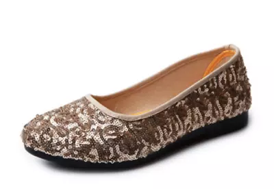 Women's Sequins Shiny Flats Round Toes Slip On Glitter Loafers Walking Shoes Sz • $10.04