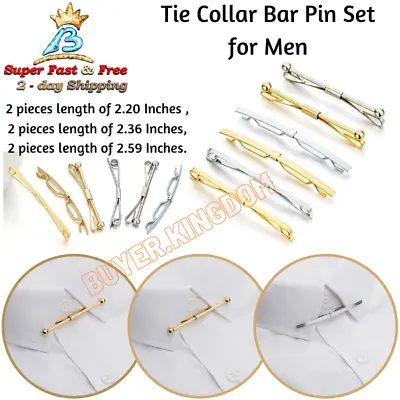 Classic Design Tie Collar Bar Pin Set For Men 6 Pieces Gold And Silver Two Tone • $31.15