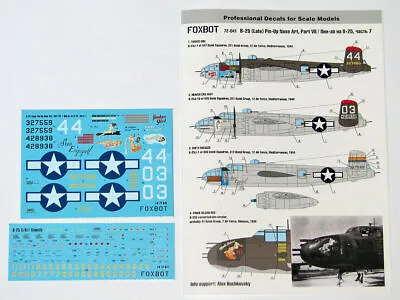 B-25G/J Mitchell Pin-Up Nose Art And Stencils Part 7 Scale 1/72 Foxbot 72-041 • $19.99