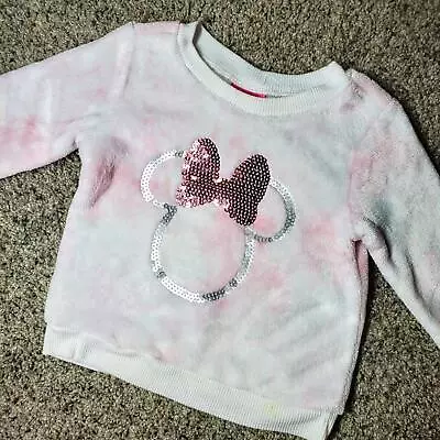 Disney Junior Pink Minnie Mouse Fleece Pullover Sweatshirt 18m • $13