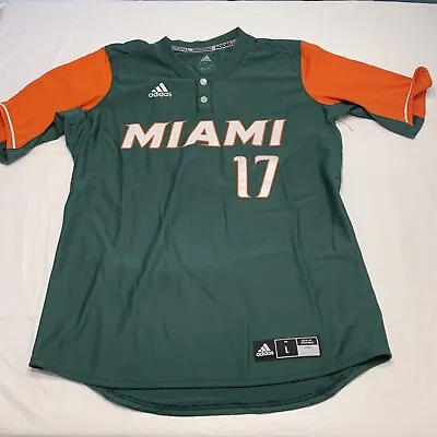 Adidas NCAA Miami Hurricanes Baseball Jersey Orange Green Men’s Large • $25.19