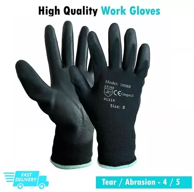 24 Pairs Nylon PU Coated Grip Work Safety Gloves Builders Gardening Automotive • £6.99