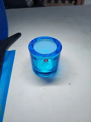 IITTALA Glass  KIVI  Candle Holder Votive FInland MARIMEKKO Light Blue • $35