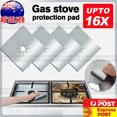 $5.99 • Buy 16 PCS Reusable Stove Mat Reusable Gas Oil Protector Liner Burner Cover HOT