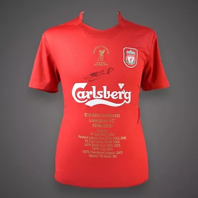 £90 • Buy Steven Gerrard Liverpool Career Stats SIGNED Shirt Bid From £90