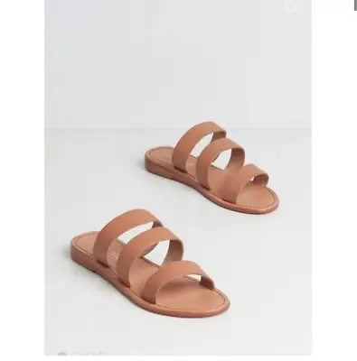NWT ModCloth Chelsea Crew Made For Happy Days Slide Sandal - Tan - Size 10 • $55