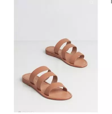 NWT ModCloth Chelsea Crew Made For Happy Days Slide Sandal - Tan - Size 5 • $55