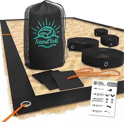 Beach Volleyball Lines For Sand - Portable 2 Inch Boundary Lines Set For Outdoor • $69.99