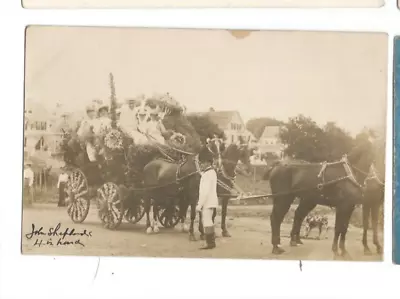 RPPC Uxbridge Massachusetts ? MA MASS JOHN SHEPFORD ?  HORSE WAGON PARADE DOG • $24.99