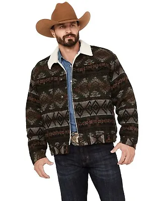 Wrangler Men's Southwestern Print Sherpa Button Down Jacquard Jacket - 112335735 • $116.99