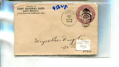 Joplin Missouri 1894 Stamp First National Bank Cover 9562r • $17.10