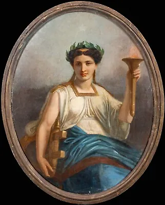 Huge 18th Century French Portrait Of Erato Goddess Of Art Science & Literature • £7125