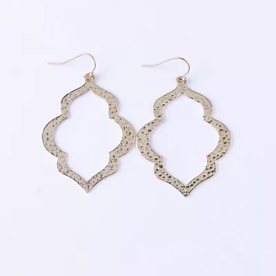 Moroccan Hammered Brass Quatrefoil Floral Chandelier Statement Women Earrings • $2.09