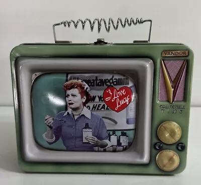 I Love Lucy Metal Tin Tote Green Television Vintage Lunch Box 3D By Vandor EOM   • $22