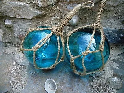 £34.99 • Buy 2 X Turquoise Glass Fishing Boat Net Float 165 MM /Buoys /Bathroom Floats Garden