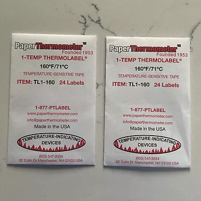 Paper Thermometer BOGO THERMOLABEL TL1-160 24 Labels (Lot Of 3) 160 F / 71 C • $9.99