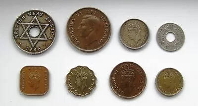 Edward VIII British West Africa 1 Penny Coin & 7 George VI British Empire Coins. • £25