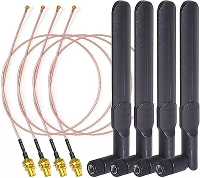 4pcs Bingfu Dual Band WiFi 8dBi RP-SMA Male Antenna U.FL IPX IPEX 20cm Cable • $17.09