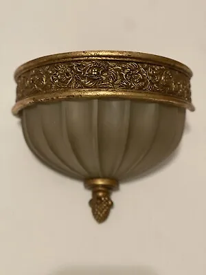 Murray Feiss Baroque Brulee Gold Wall-Mount Sconce Frosted Matte Cream Globe • $75
