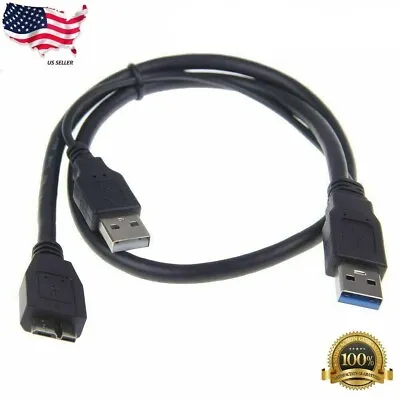 Dual USB 3.0 A Male To Micro B Y Black Power Data Cable Mobile Hard Disk 1.5FT • $3.98