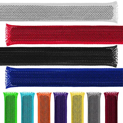 Polyethylene Terephthalate (PET) Expandable Braided Sleeves - Sizes & Colors • $11.99