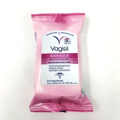 $15.95 • Buy Vagisil Odor Block Daily Freshening Wipes For Feminine Hygiene 20 Count (2 Pack)