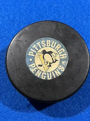 Vintage 1970-73 Pittsburgh Penguins Art Ross Converse Game Hockey Puck NHL • $249.99