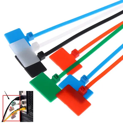 50pcs    Nylon Cable Ties Tag Labels Plastic Loop Ties Markers Cable Tag Sel • £3.18