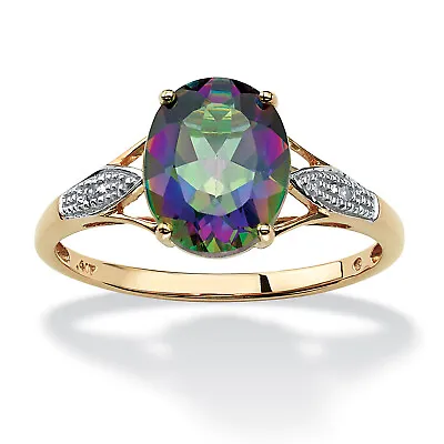 PalmBeach Jewelry Mystic Fire Topaz And Genuine Diamond Accent Ring In 10k Gold • $229.99