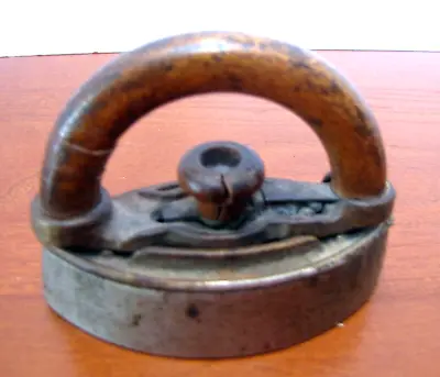 Antique Miniature Salesman Sample - Sad Iron W/ Quick Release Wood Handle • $12