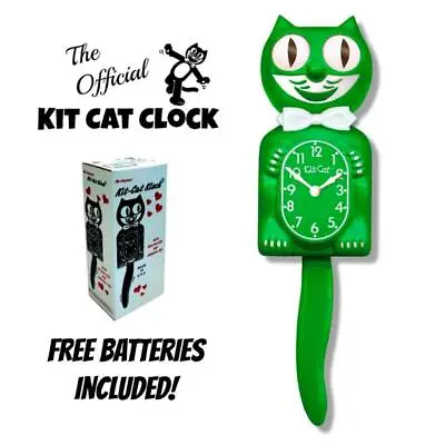 CLASSIC GREEN KIT CAT CLOCK 15.5  Free Battery USA MADE Official Kit-Cat Klock • $69.99