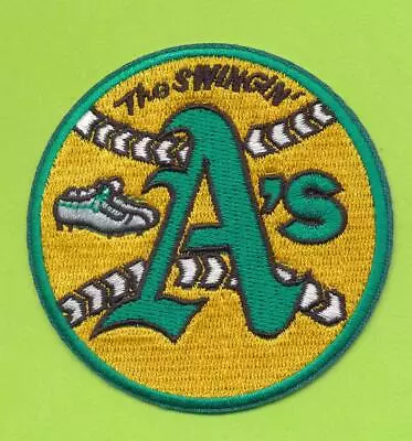 3-1/2   Oakland Athletics  Swingin' A's Embroidered Iron On Patch 1972-74 Champs • $6