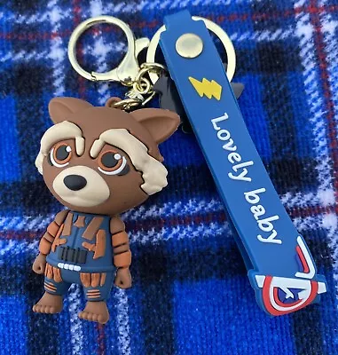 Rocket Raccoon Guardians Of The Galaxy Marvel Avengers Keychain Keyring • £4