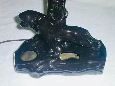 Vintage Mid-Century Modern Ceramic Black Panther Table Lamp Planter (no Shade • $19.99