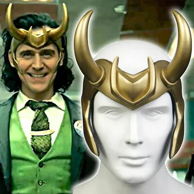 Loki Helmet Crown Horns Cosplay Headgear Superhero Headwear Helmet Costume Props • £20.99
