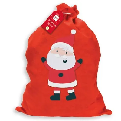 Large Father Christmas Santa Felt Sack Kids Gifts Present Stocking Bag 60x50cm • £3.85