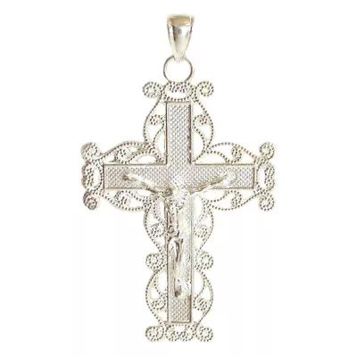 New .925 Sterling Silver Cross Crucifix Pendant • $49.99