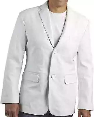 Men Soft Lambskin Leather Blazer Two Button White Slim Fit Business Leather Coat • $119.79