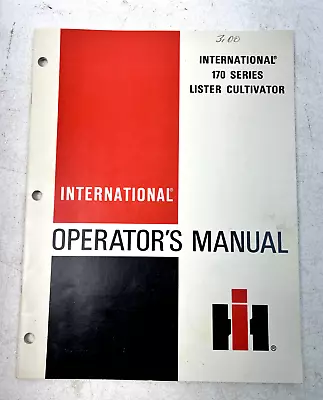 Vintage 1975 IH 170 Series Lister Cultivator Operator's Manual • $17.99