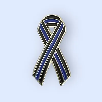 Police Thin Blue Line Ribbon Style Pin Badge • £3.99