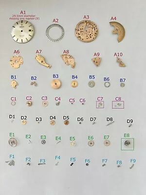 Omega 563 Watch Parts Movement Dial Calendar Disk Fork Wheels Springs Bridge 2 • $20