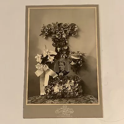 Antique Cabinet Card Photo Funeral Memorial Flowers Id'd Elizabeth Negley Park • $38