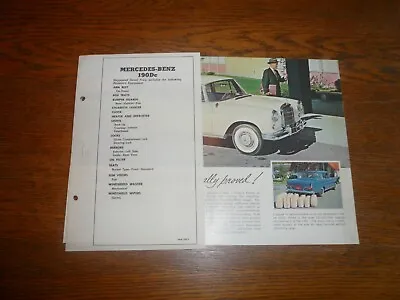 1964 Mercedes-Benz 190Dc 4-Door Sedan Sales Brochure/ Flyer- Vintage • $9.94