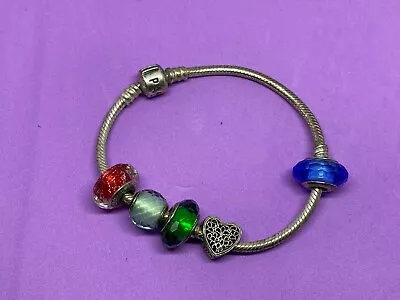 $90.90 • Buy Solid Sterling Silver Pandora Bracelet 5 Charms Used Condition Collectable