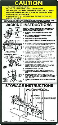 1982 83 84 85 86  Chevy S-10/ Gmc Jimmy Truck  Jack Instruction Decal • $12.95