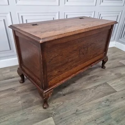 Antique Vintage Carved Solid Wood Blanket Box Mule Chest Trunk Table - Oak • £189.99