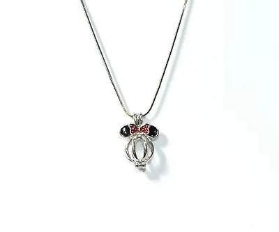 Silver Charm Necklace Pick A Pearl Cage Minnie Mouse Ears Hidden Mickey Jewelry • $10