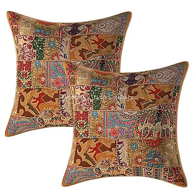 Bohemian Sofa Cushion Covers 60 X 60 Cm Large Patchwork Set Of 2 Pillow Covers • $46.98