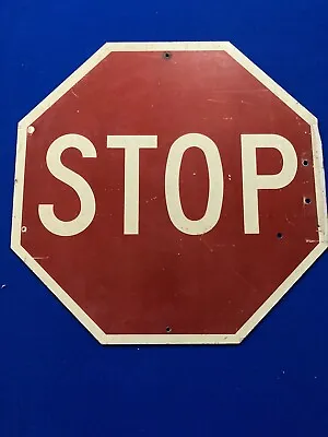 Stop Sign Metal Aluminum Double Two Sided Road Sign 18  Red White Vintage Small • $39.99